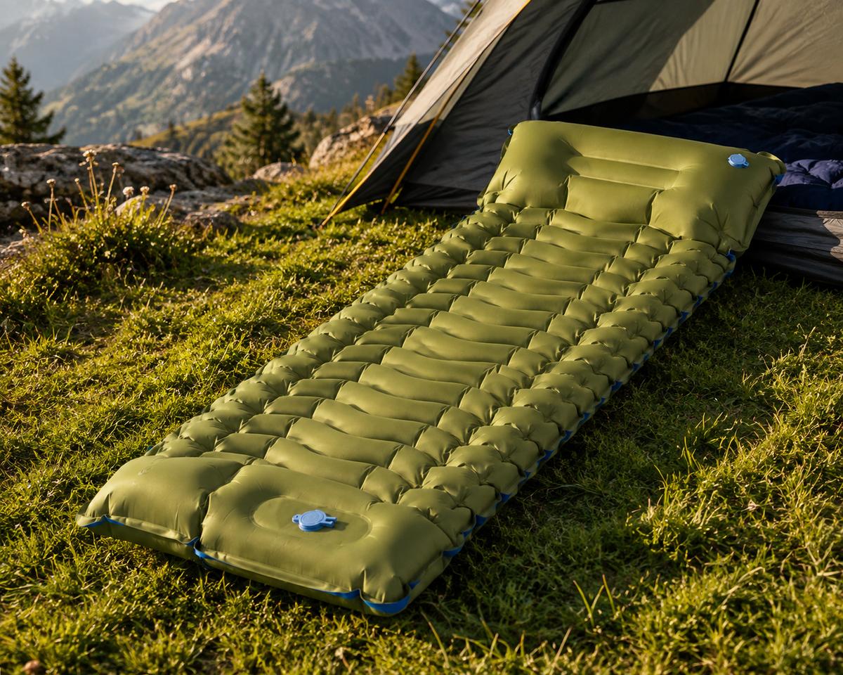 Ultralight Sleeping Pad with Built-In Foot Pump