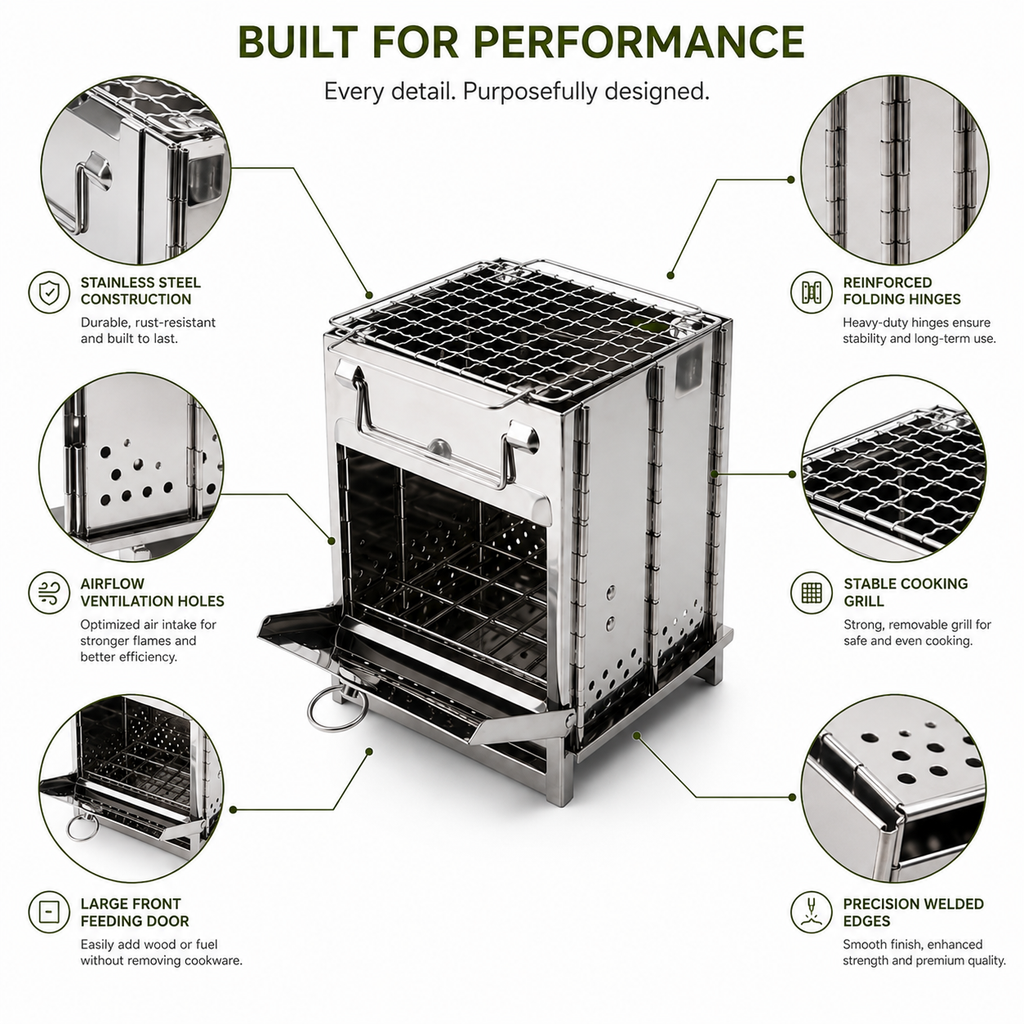 Portable Wood Burning Stove for Camping