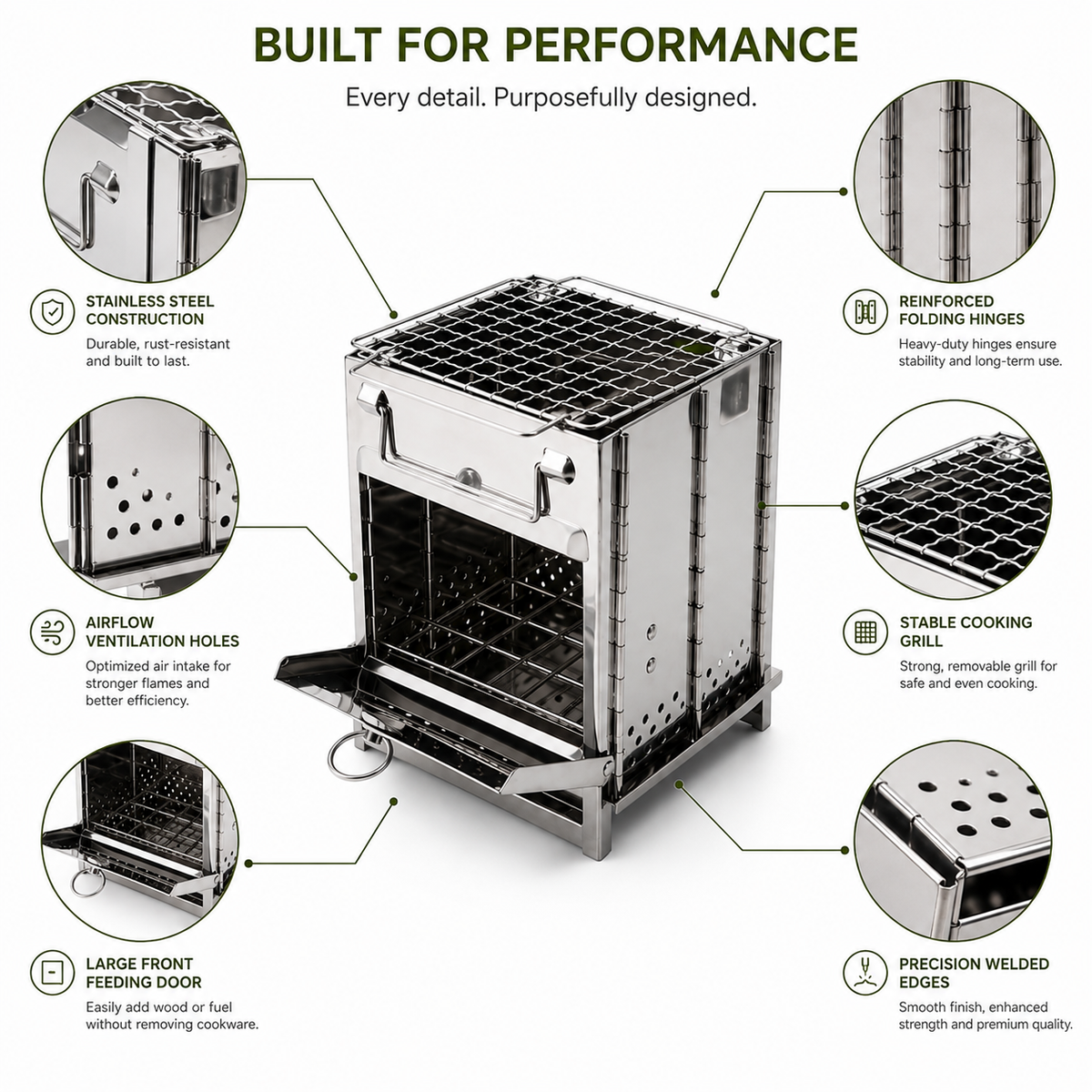 Portable Wood Burning Stove for Camping