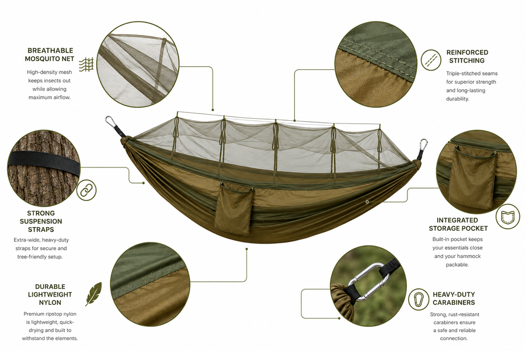 Ultralight Camping Hammock with Tree Straps