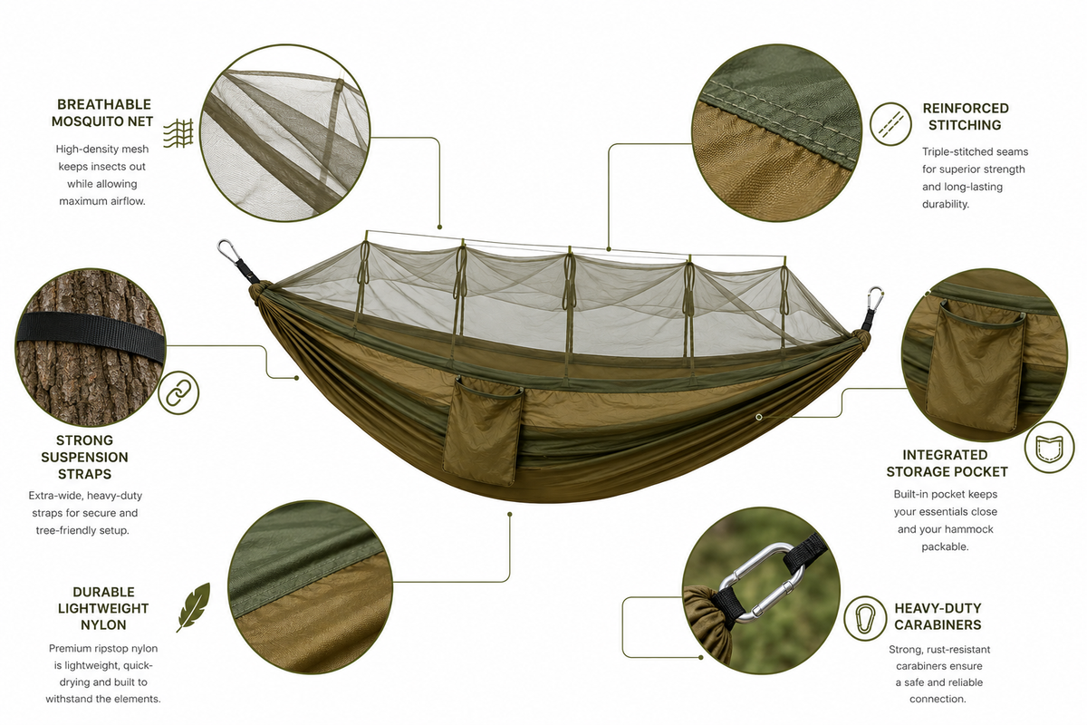 Ultralight Camping Hammock with Tree Straps
