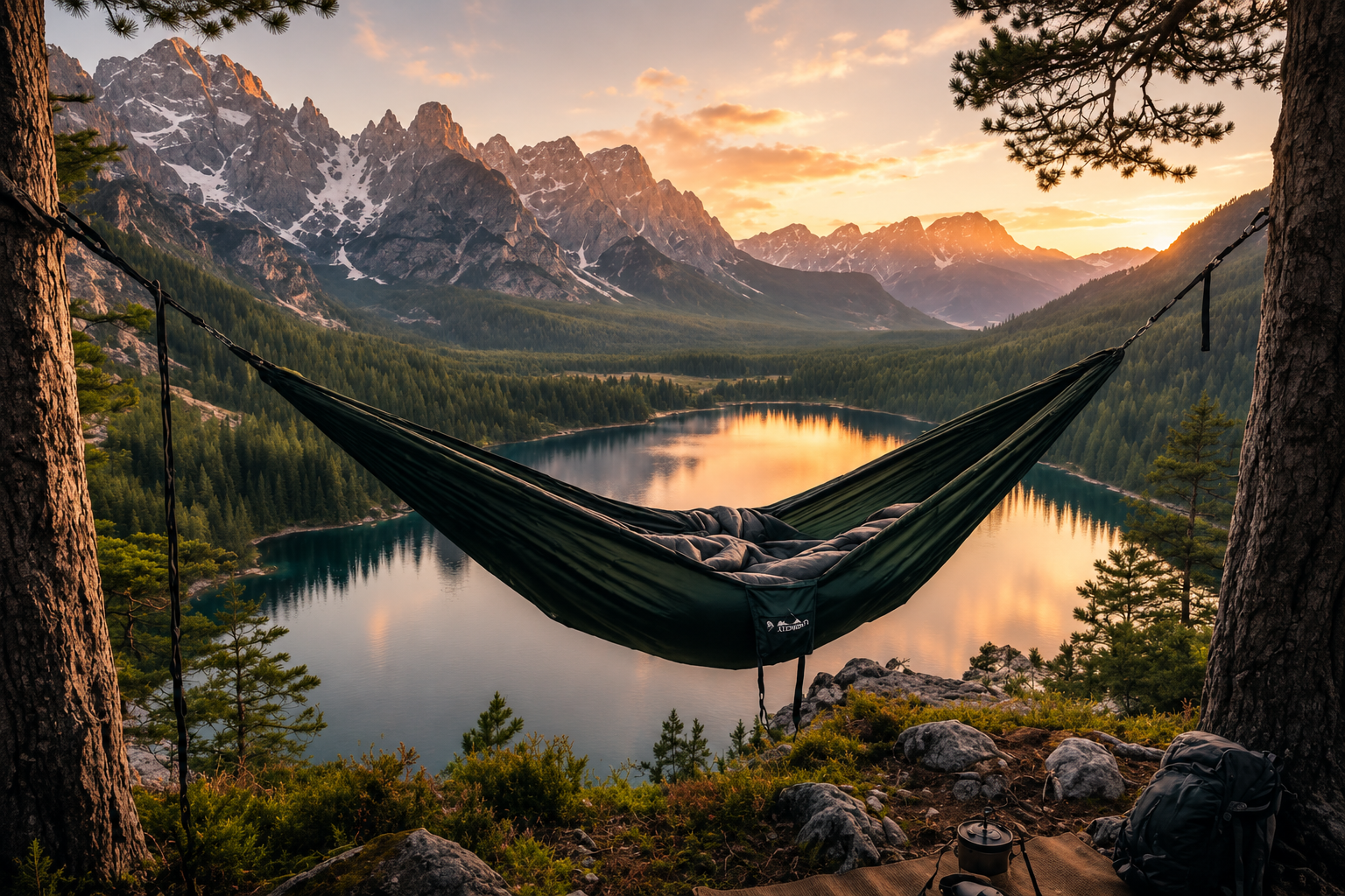 Camping Hammock with Mosquito Net & Tree Straps
